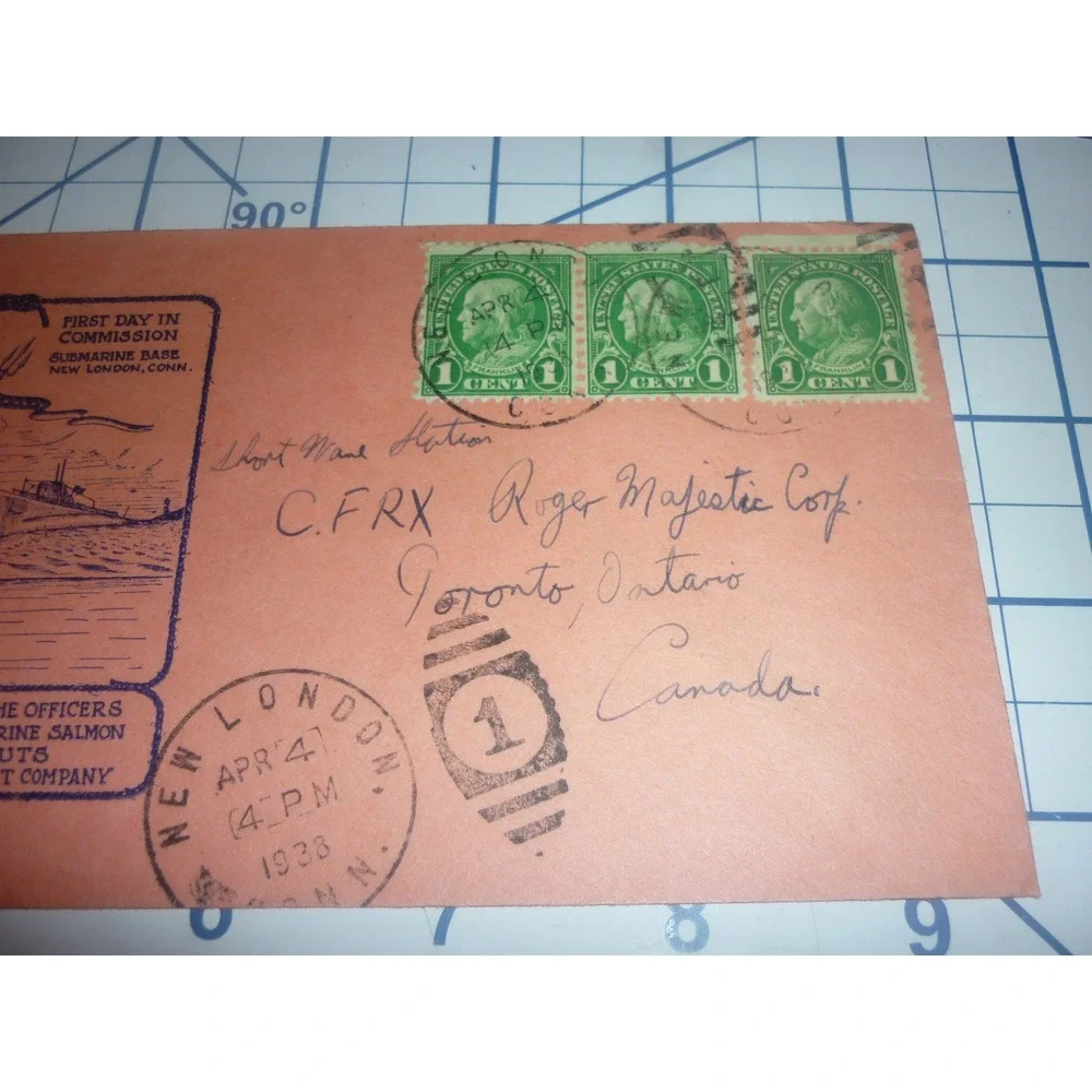 1938‎ US Submarine Salmon SS-182 First Day Commission Naval Cover New London CT